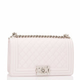 Chanel White Caviar Quilted Medium Boy Bag