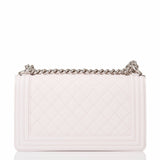 Chanel White Caviar Quilted Medium Boy Bag