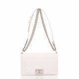 Chanel White Caviar Quilted Medium Boy Bag