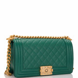 Chanel Green Caviar Quilted Medium Boy Bag