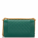 Chanel Green Caviar Quilted Medium Boy Bag