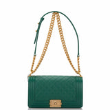 Chanel Green Caviar Quilted Medium Boy Bag