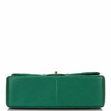 Chanel Green Shiny Quilted Caviar Jumbo Classic Double Flap Bag