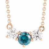 Three Stone Blue and White Diamond Necklace N104483-2R
