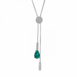 Pear Emerald & White Diamond Necklace N111630-W