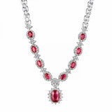 Oval Ruby & White Diamond Necklace N109945-W