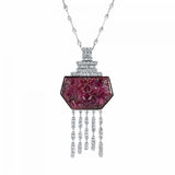 Mix Ruby & White Diamond Necklace N110489-W