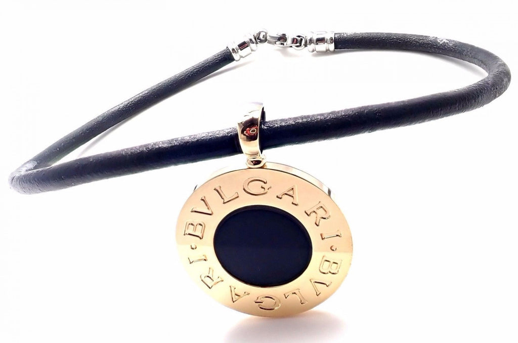 Authentic Bulgari Bvlgari 18k Gold Steel Black Onyx Extra Large