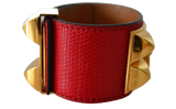 Hermes Hermès Bracelet Médor Dog Necklace in Red Lizard Braise