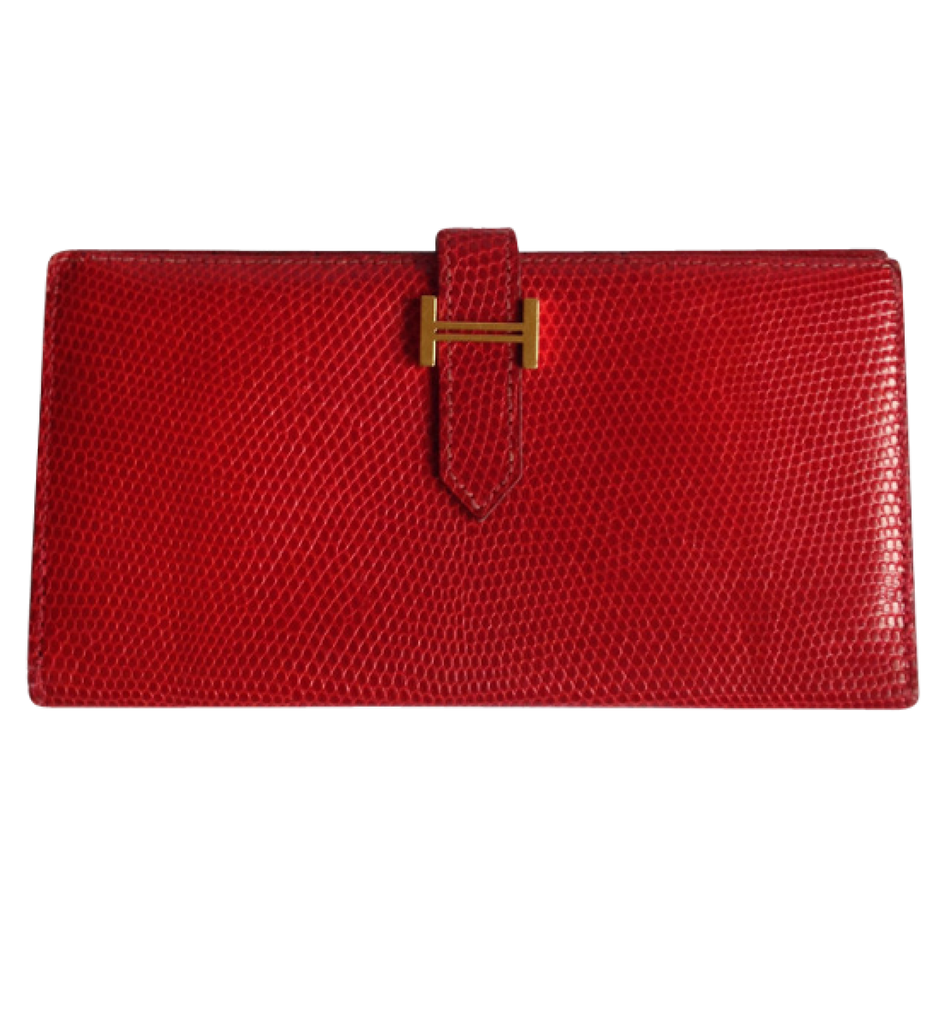 Hermes Hermès Béarn wallet in Red Lizard