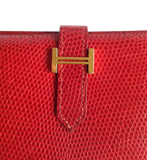 Hermes Hermès Béarn wallet in Red Lizard