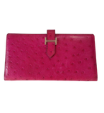 Hermes Wallet Hermès Béarn Ostrich Rose