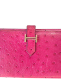 Hermes Wallet Hermès Béarn Ostrich Rose
