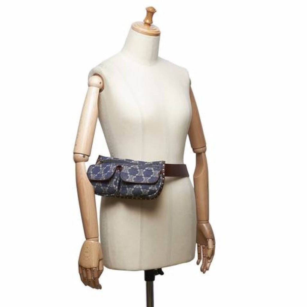 Celine Denim Macadam Waist Bag - Blue Waist Bags, Handbags