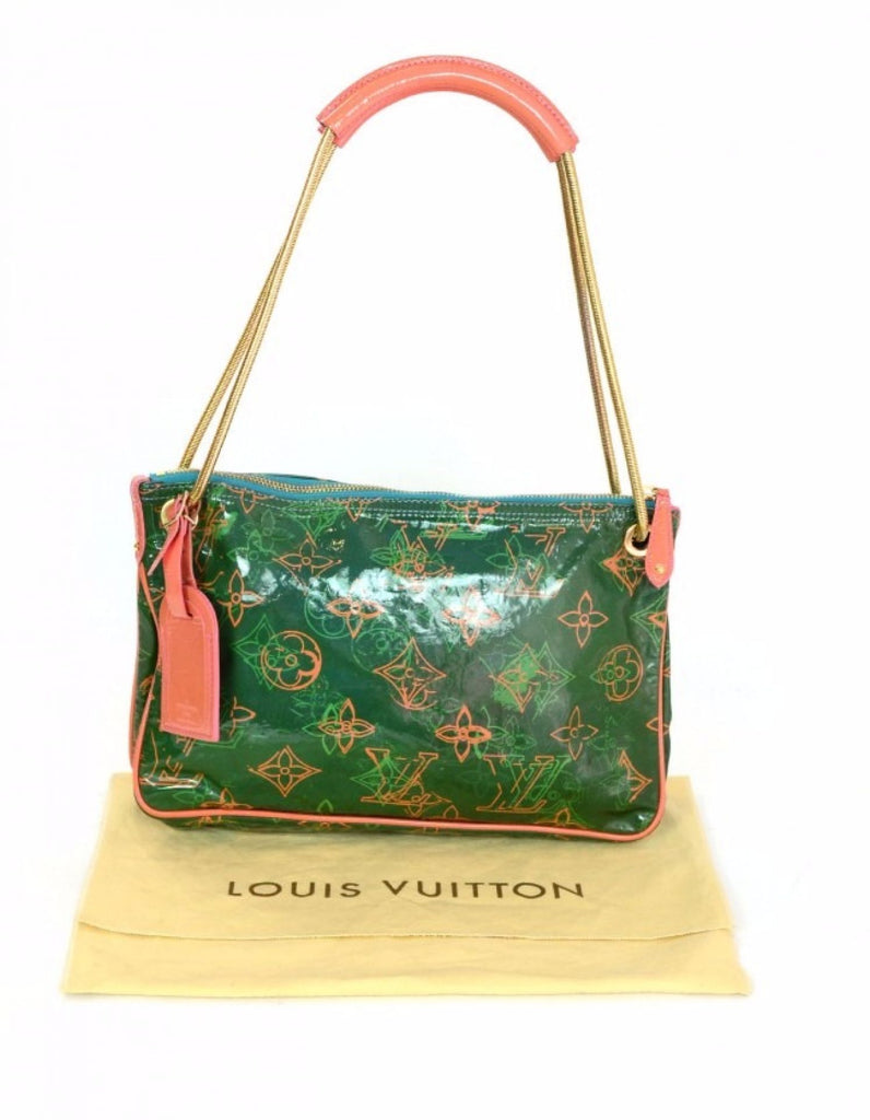 Louis Vuitton Limited Ed Green & Peach Patent Bonbon Pochette Bag