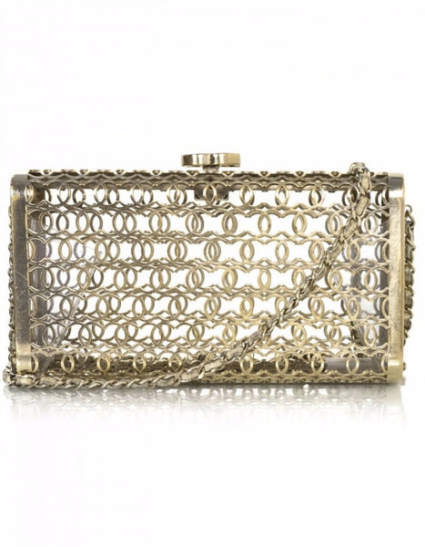 Chanel Paris/Dubai Goldtone CC Moucharabieh Minaudiere Clutch – Luxify  Marketplace