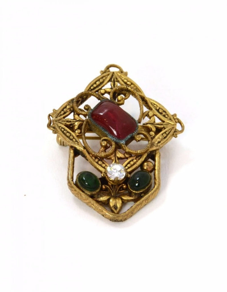 Chanel '83 Filagree Red & Green Gripoix Brooch – Luxify Marketplace
