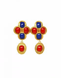 Chanel '88 Red & Blue Enamel Gold Clip Ons