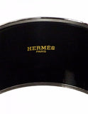 Hermes Brown & Green Geometric Extra Wide Enamel Bangle Sz 65