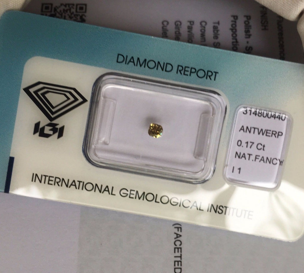 NATURAL Untreated Fancy DEEP Brown Yellow Diamond 0.17ct IGI CERTIFIED