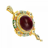 An important Holbeinesque garnet and enamel pendant