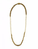 Chanel Vintage '80s Gold Cable Chain Link & Pearl Necklace