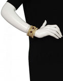 Chanel 70's Red Gripoix & Rhinestone Gold Cuff