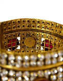 Chanel 70's Red Gripoix & Rhinestone Gold Cuff