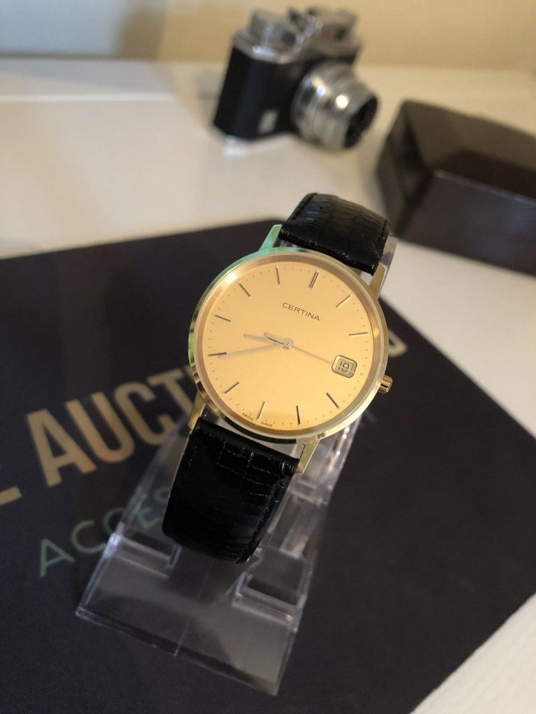 CERTINA SOLID 14K 750 GOLD MENS 1980S WALL STREET QUARTZ GENTS