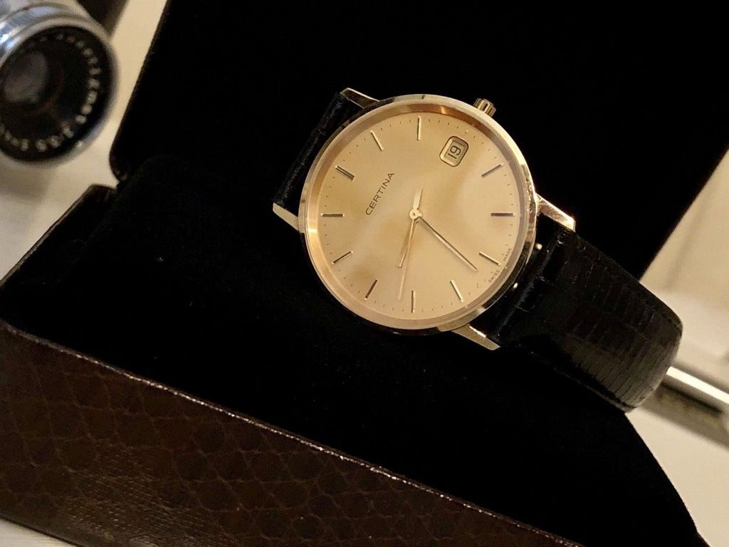 CERTINA SOLID 14K 750 GOLD MENS 1980S WALL STREET QUARTZ GENTS