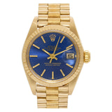 Rolex Datejust 6917 18k on custom band Blue dial 26mm Auto watch Circa 1978