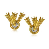 A PAIR OF GOLD AND DIAMOND TARGET ARROW EARRINGS