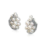 A PEARL AND DIAMOND BRACELET AND EARRINGS