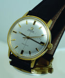 Omega 34mm Circa 1967 Geneve automatic Silvered crossed dial in 18KYG & screw ba