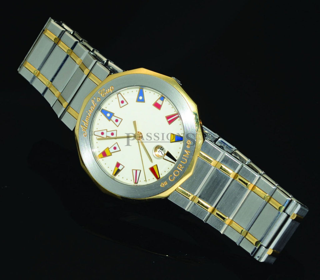 Corum 35mm Admiral's Cup quartz with date Ivory dial Naval Flags