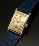 Omega C.1936 boy's Rectangular manual wind Calibre T17 small seconds in 14KRG