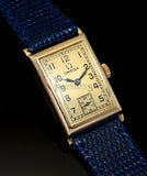 Omega C.1936 boy's Rectangular manual wind Calibre T17 small seconds in 14KRG