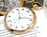 IWC, Circa 1912 55mm Open face pocket watch with enamel dial in 14KRG