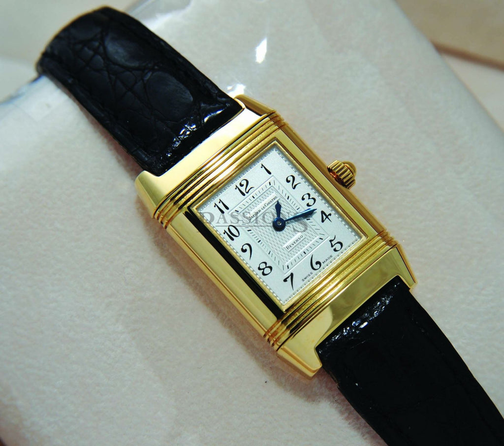 Jaeger LeCoultre, lady's Reverso Duetto in 18KYG with diamonds