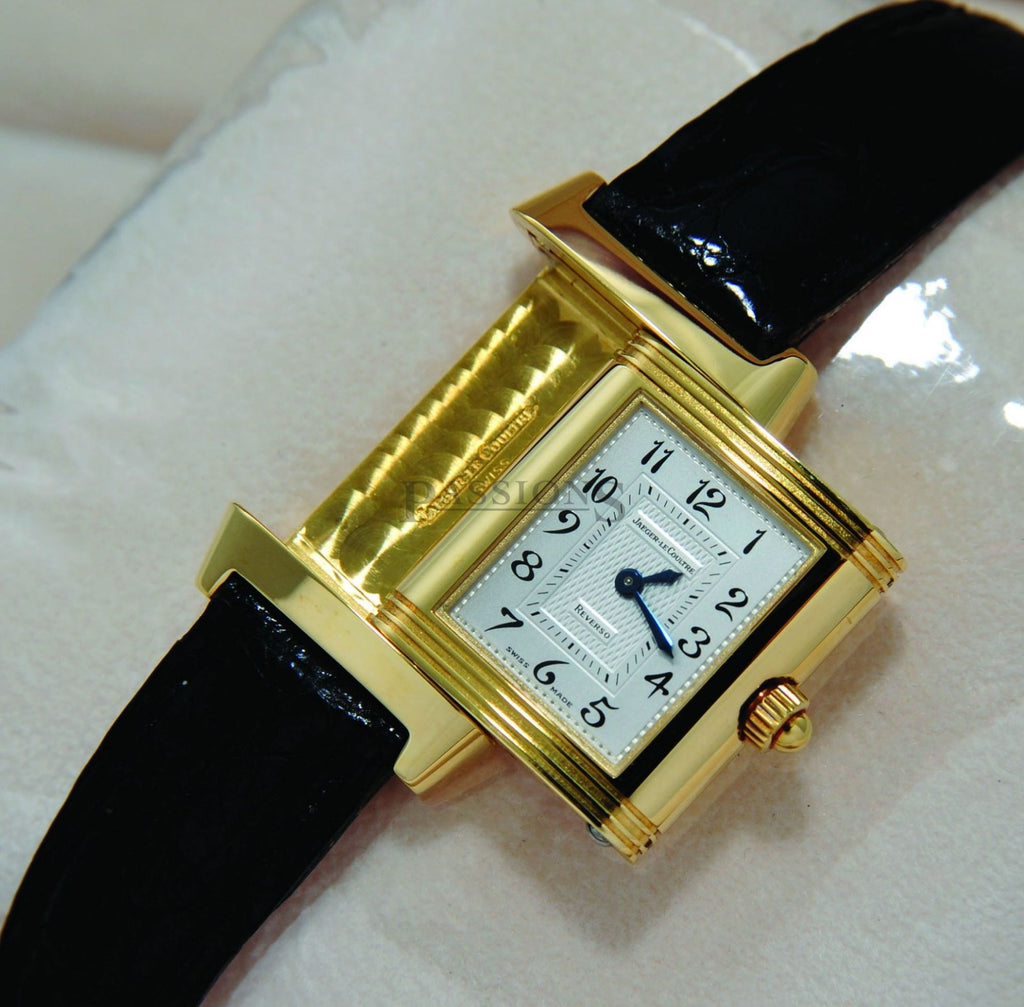 Jaeger LeCoultre, lady's Reverso Duetto in 18KYG with diamonds