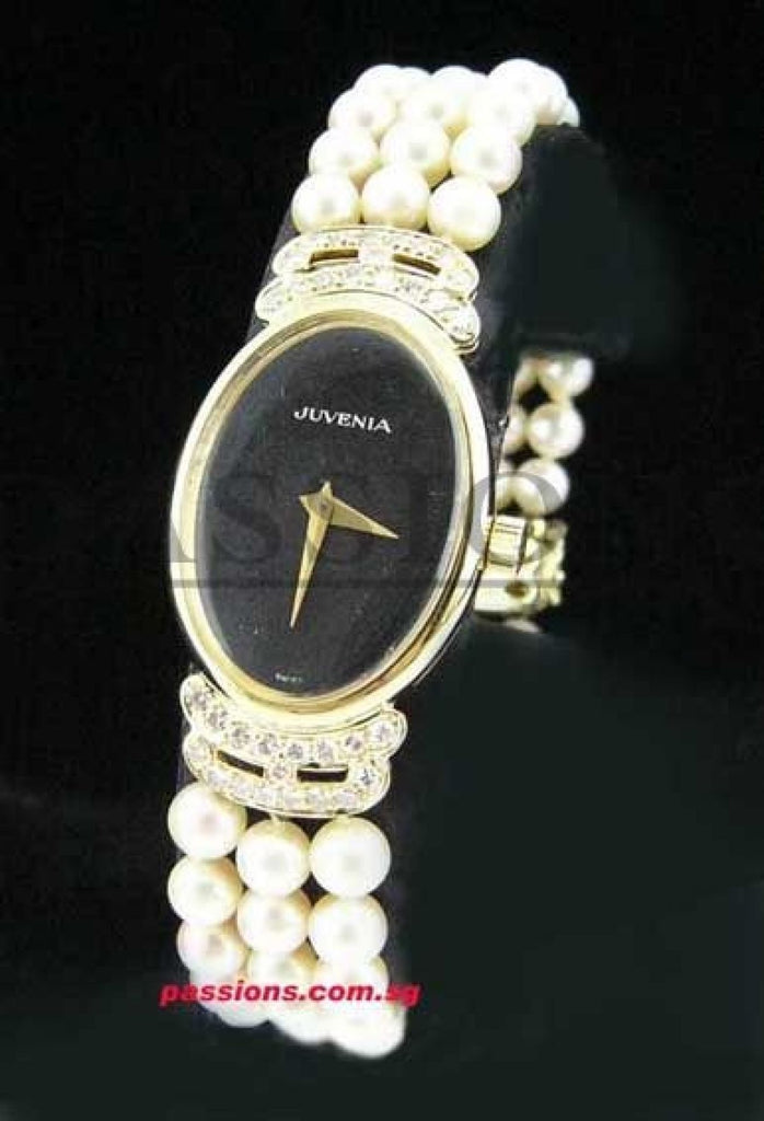 Juvenia lady's watch in 18KYG with Diamonds & Pearls