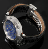 Cartier, 38mm "Pasha Diamonds Grille" auto/date with Lapis dial in 18KWG