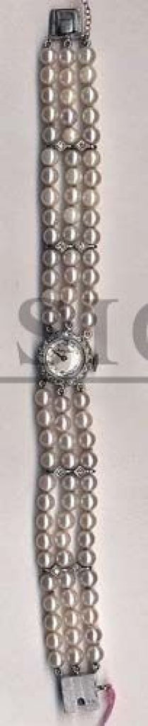 Mathey Tissot, Tissot in 14KWG case with Diamonds & Pearl bracelet
