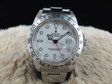 2004 ROLEX EXPLORER 2 16570 WHITE DIAL (NO HOLE CASE) WITH BOX AND PAPER