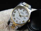 1987 ROLEX DATEJUST 16013 2-TONE SS/18K ORIGINAL WHITE ROMAN DIAL