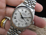 1981 ROLEX DATEJUST 16014 SS ORIGINAL WHITE BUCKLEY DIAL WITH PAPER