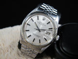 1972 ROLEX DATEJUST 1601 SS ORIGINAL SILVER SIGMA DIAL WITH BOX AND PAPERS