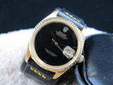 1983 ROLEX DATEJUST 16018 18K YG WITH ORIGINAL ONYX DIAL AND PAPER