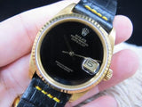 1983 ROLEX DATEJUST 16018 18K YG WITH ORIGINAL ONYX DIAL AND PAPER