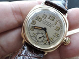 1937 ROLEX OYSTER 9K YELLOW GOLD CUSHION CASE WITH YELLOWISH ARABIC DIAL